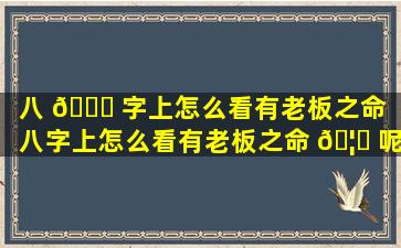 八 🐒 字上怎么看有老板之命（八字上怎么看有老板之命 🦆 呢）